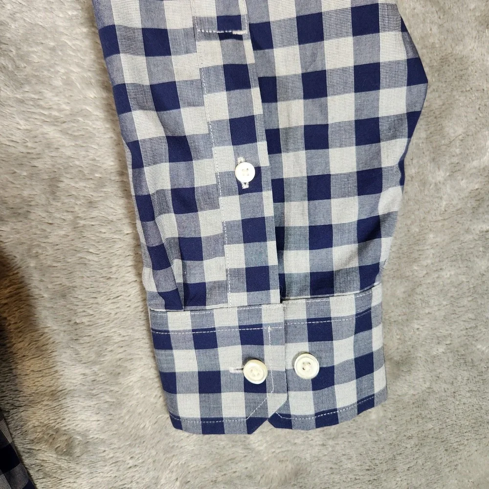 Banana Republic Shirt Men's XL 17-17 1/2 Non Iron‎ Slim Fit Blue Plaid Button Up